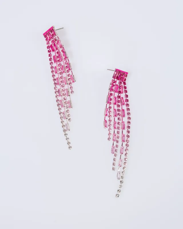 Burgundy Crystal Asymmetrical Drop Earrings sold by Collete Hayman