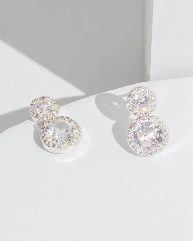 Crystal Cubic Zirconia Double Circle Drop Earrings sold by Collete Hayman