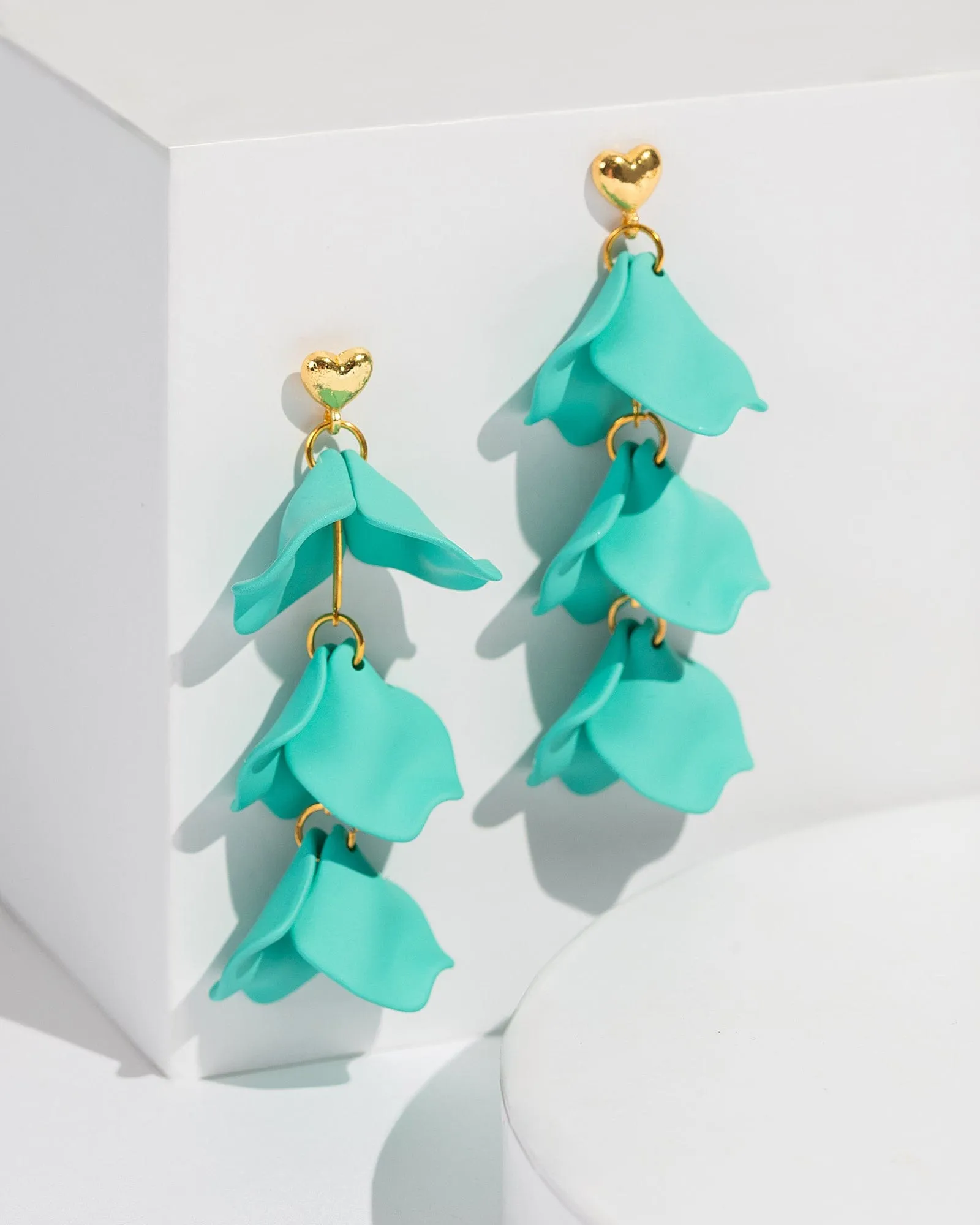 Green Heart Petals Drop Earrings sold by Collete Hayman