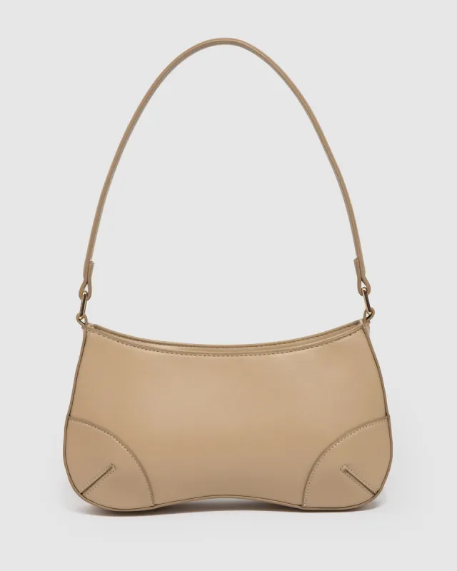 Natural Calliope Curved Shoulder Bag sold by Collete Hayman