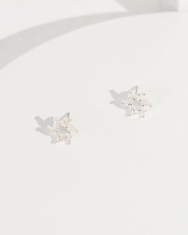 Silver Cubic Zirconia Spiral Stud Earrings sold by Collete Hayman