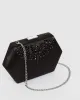Black Evelyn Crystal Clutch Bag sold by Collete Hayman