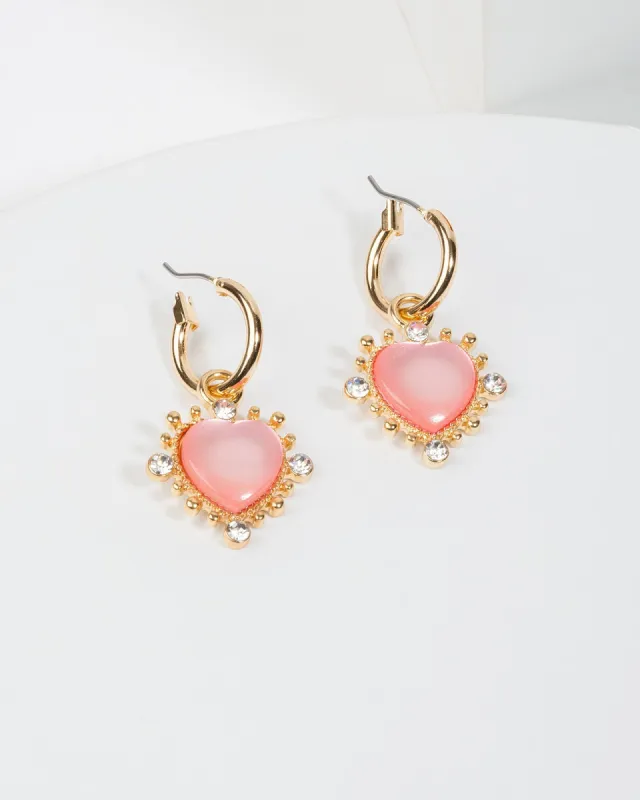 Pink Vintage Look Love Heart Hoop Earrings sold by Collete Hayman
