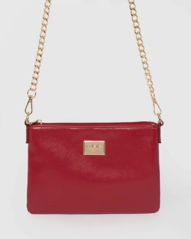 Red Peta Chain Cross Body Bag sold by Collete Hayman
