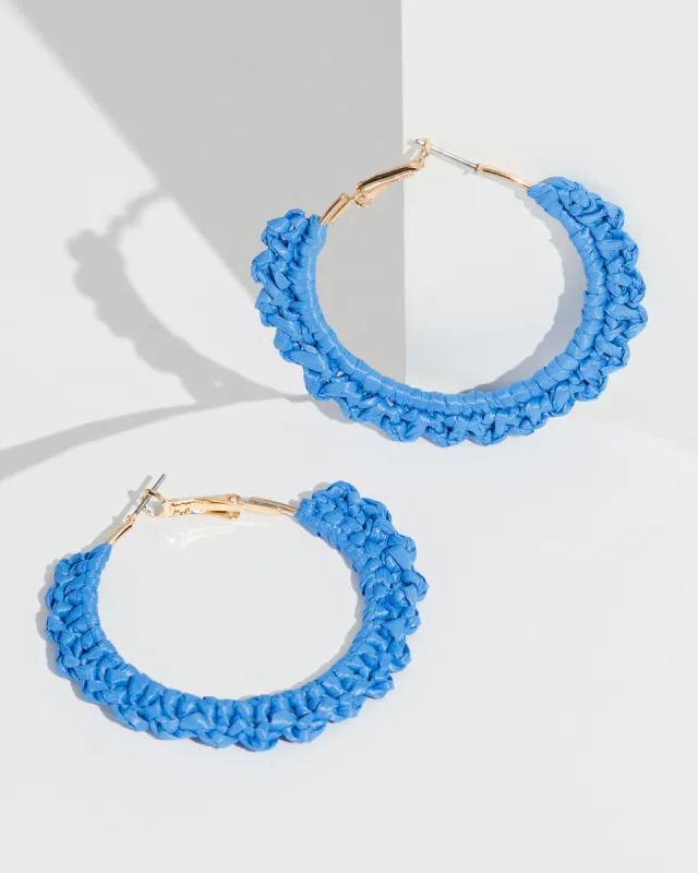Blue Crochet Hoop Earrings made by Collete Hayman