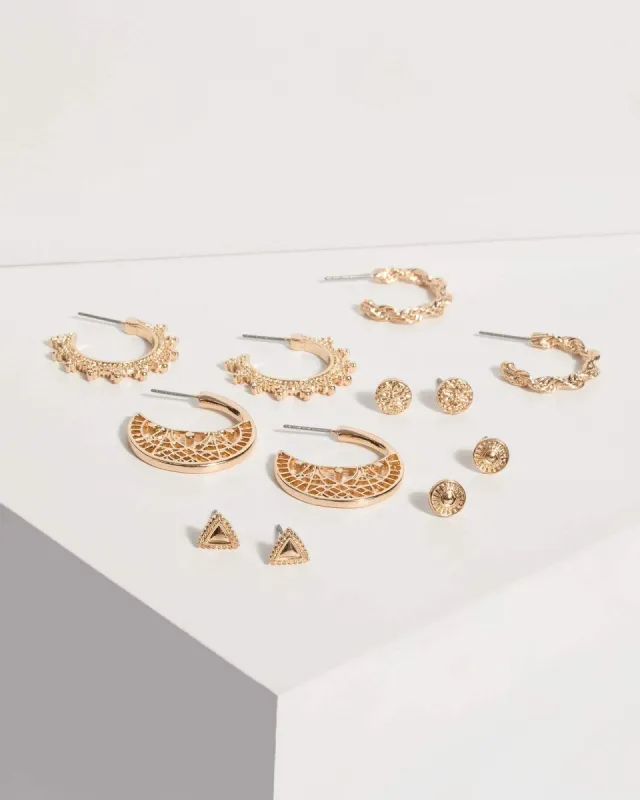 Gold Detailed Hoop Earrings sold by Collete Hayman