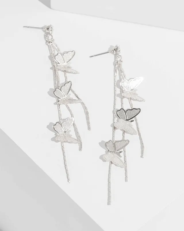 Silver Butterfly Tassel Earrings sold by Collete Hayman