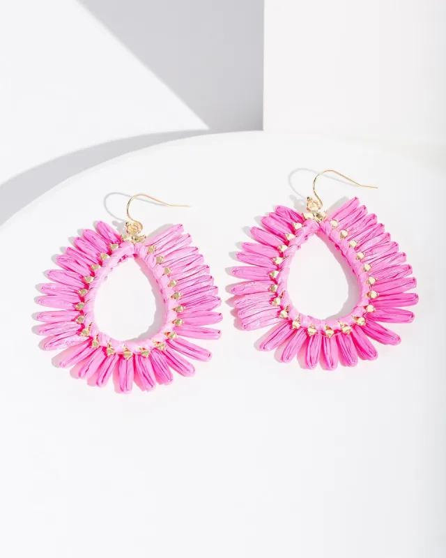 Pink Raffia Around Hook Earrings sold by Collete Hayman