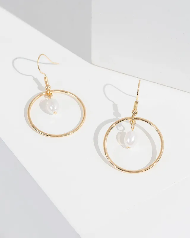White Pearl Circle Earrings sold by Collete Hayman