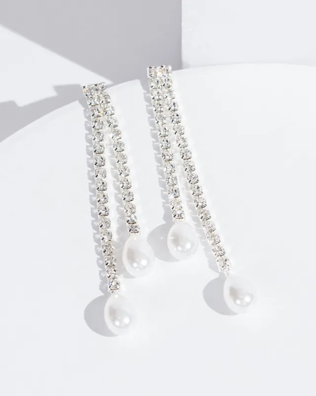 Silver Crystal And Pearl Earrings sold by Collete Hayman