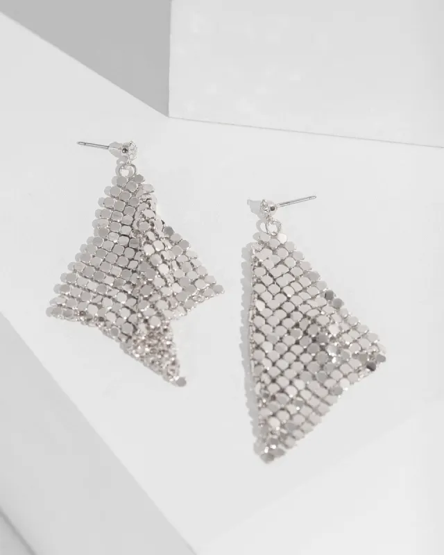 Silver Mesh Draped Drop Earrings sold by Collete Hayman