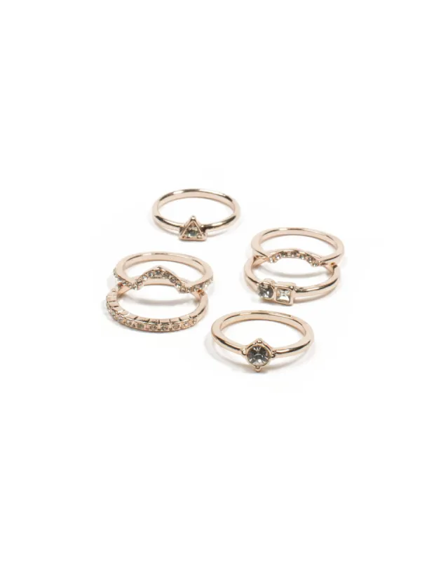 Rose Gold Angle Diamante Ring Pack - Large sold by Collete Hayman