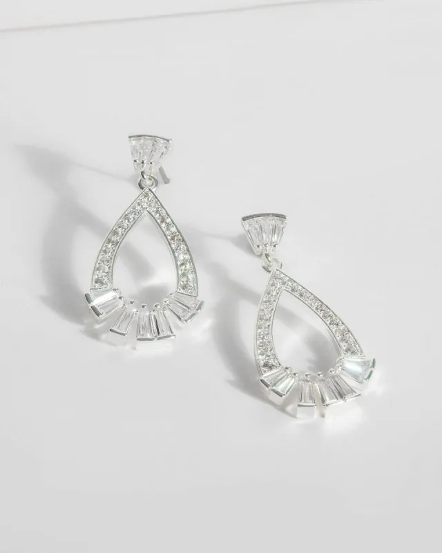 Silver Diamante Teardrop Drop Earrings sold by Collete Hayman