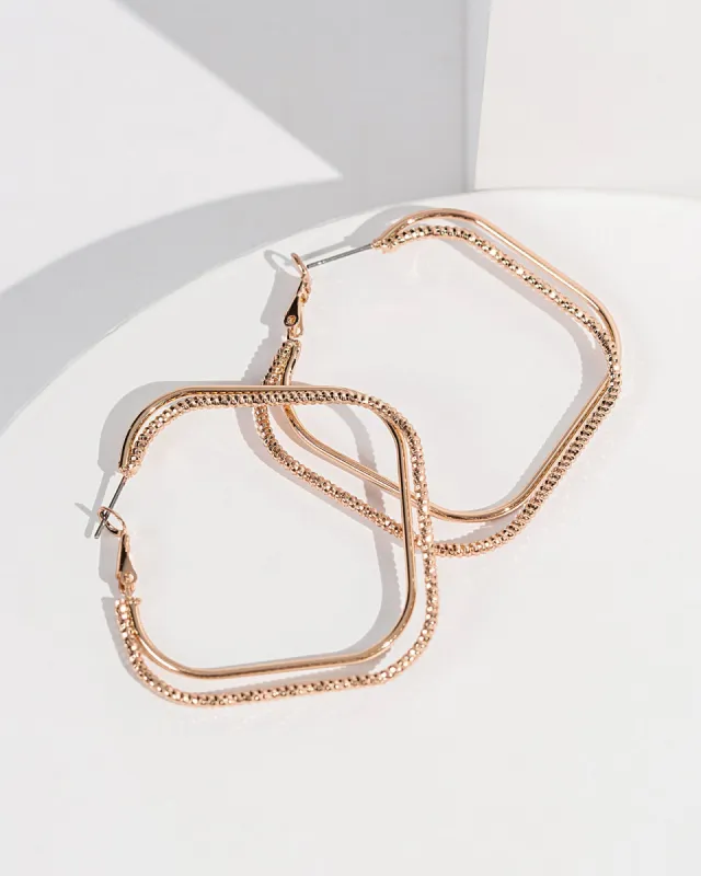 Rose Gold Rounded Diamond Hoop Eearrings sold by Collete Hayman
