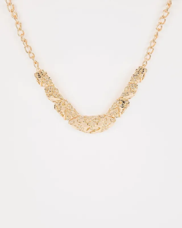 Gold Chunky Metal Plated Necklace sold by Collete Hayman