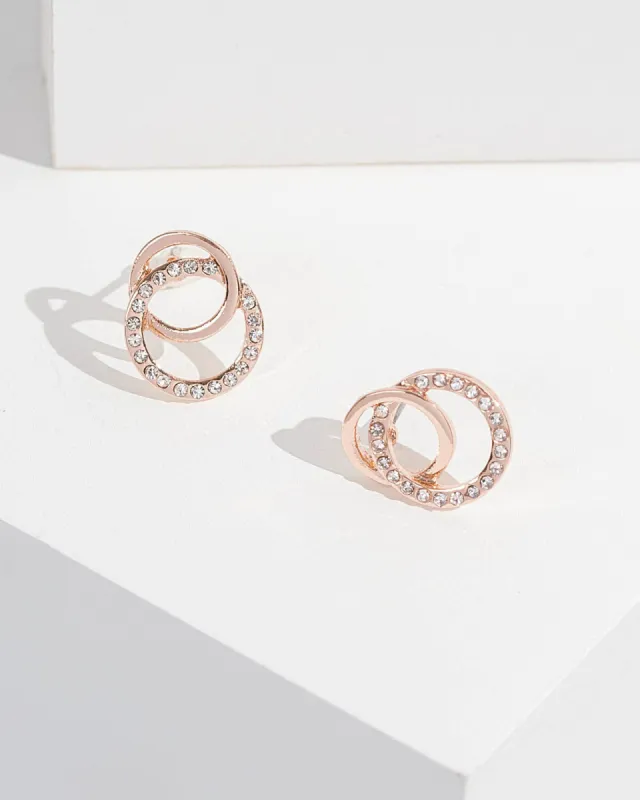 Rose Gold Loops Pave Stud Earrings sold by Collete Hayman