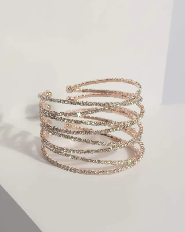 Rose Gold Diamante Chain Cuff sold by Collete Hayman