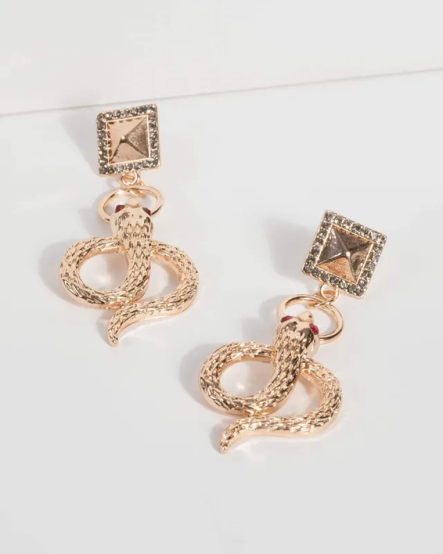 Gold Drop Snake Stud Earrings sold by Collete Hayman