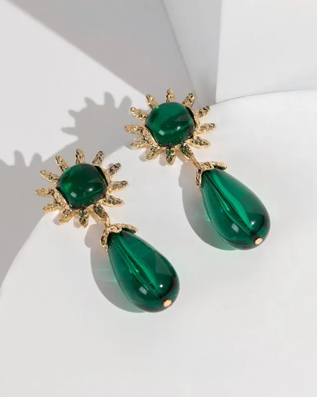 Green Crystal Sun Drop Earrings sold by Collete Hayman