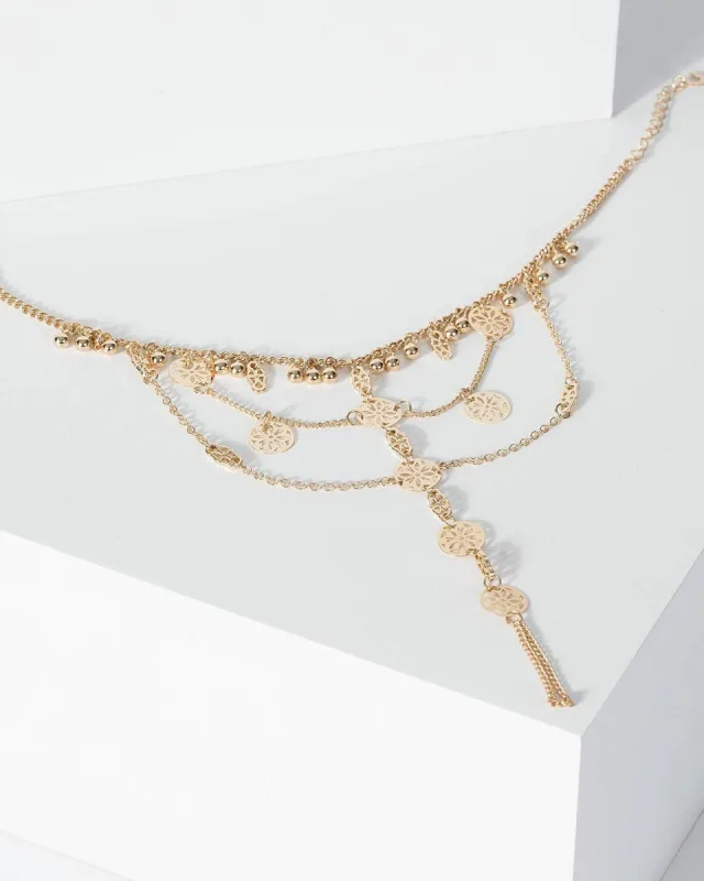 Gold Floral Detail Pendant Anklet sold by Collete Hayman