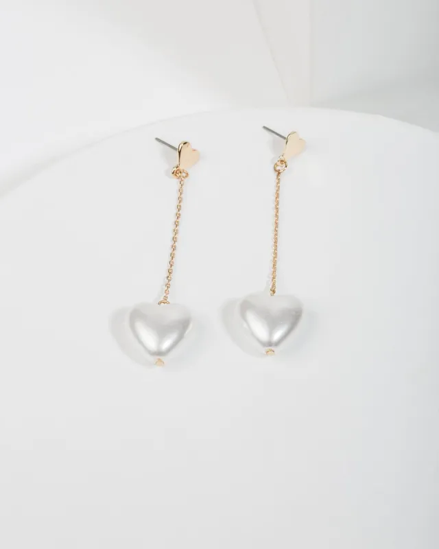 Gold Love Heart Chain Drop Earrings sold by Collete Hayman