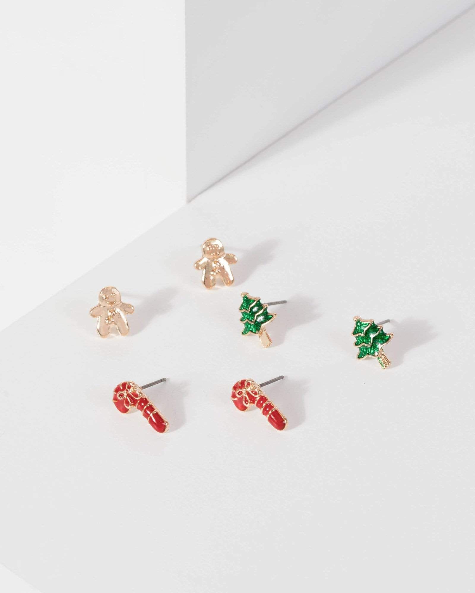 3 Pack Christmas Tree And Candy Cane Stud Earrings sold by Collete Hayman product image thumbnail 2