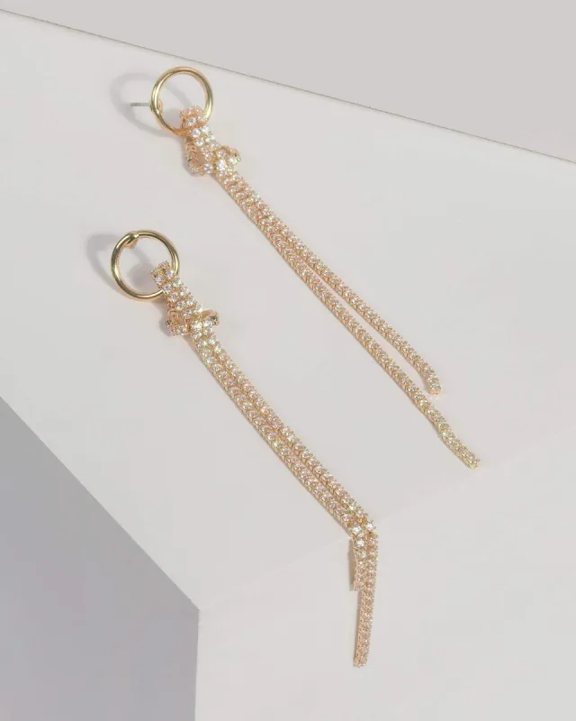 Cubic Zirconia Knotted Chain Earrings sold by Collete Hayman
