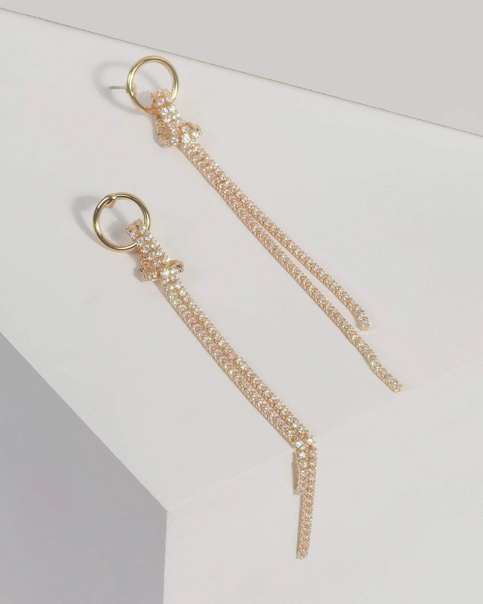 Cubic Zirconia Knotted Chain Earrings sold by Collete Hayman