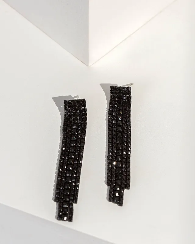 Black Multi Crystal Drop Earrings sold by Collete Hayman