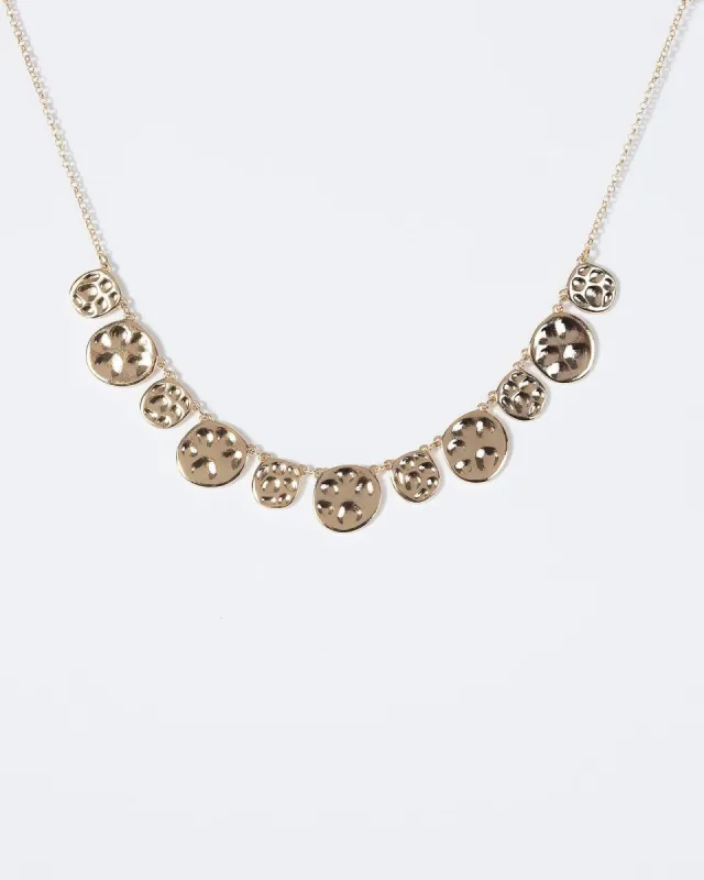 Gold Multi Size Textured Circle Necklace sold by Collete Hayman