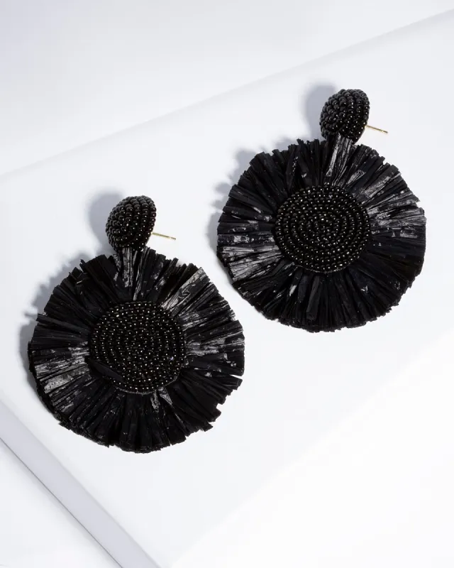 Black Raffia Circle Earrings sold by Collete Hayman