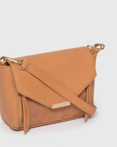 Camel Lydia Zip Crossbody Bag sold by Collete Hayman