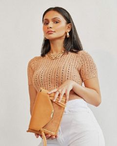 Camel Lydia Zip Crossbody Bag sold by Collete Hayman