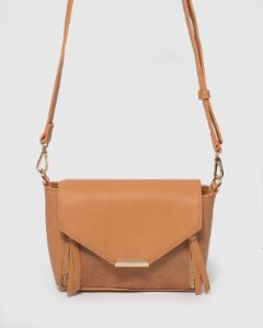 Camel Lydia Zip Crossbody Bag sold by Collete Hayman