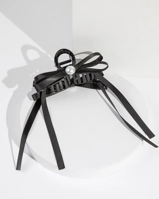 Black Bow And Pearl Detail Claw Clip sold by Collete Hayman