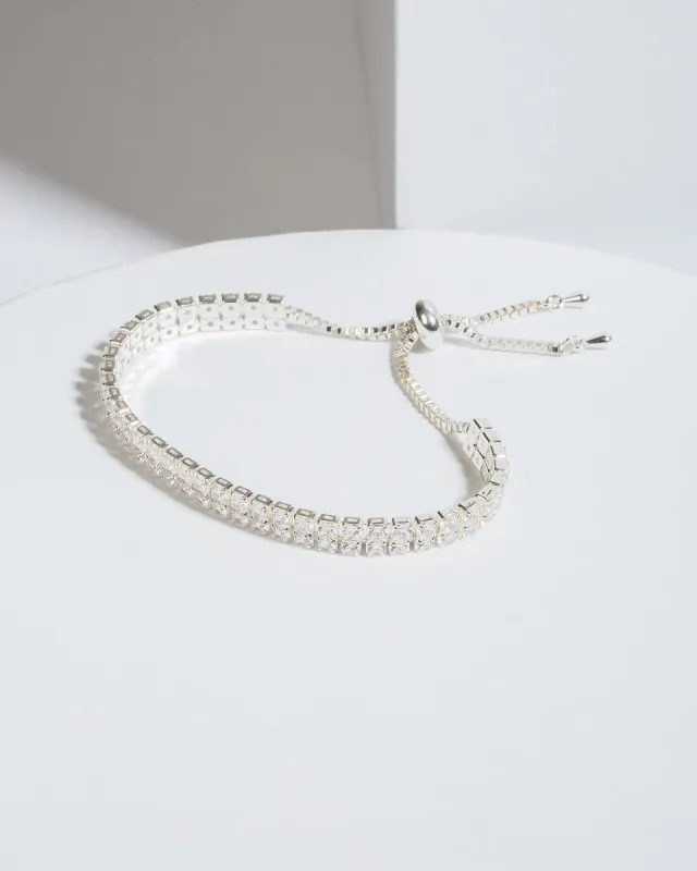 Silver Cubic Zirconia Crystal Adjustabe Bracelet sold by Collete Hayman