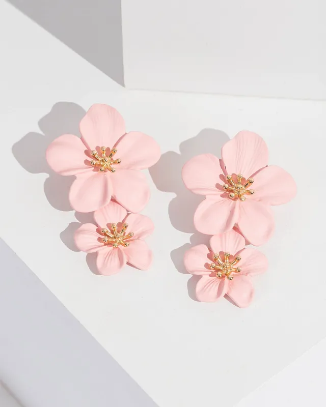 Pink Statement Flower Drop Earrings sold by Collete Hayman