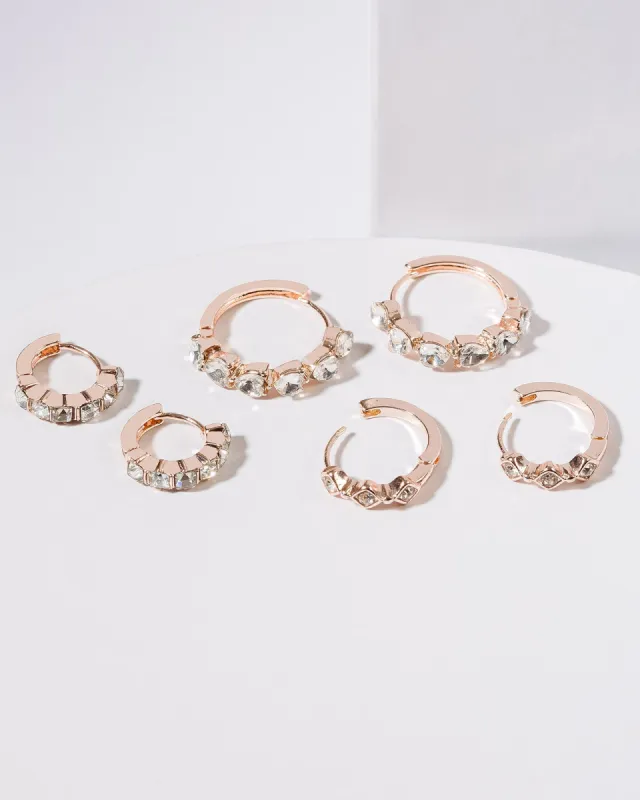 Rose Gold Crystal Hoop Multi Pack Earrings sold by Collete Hayman