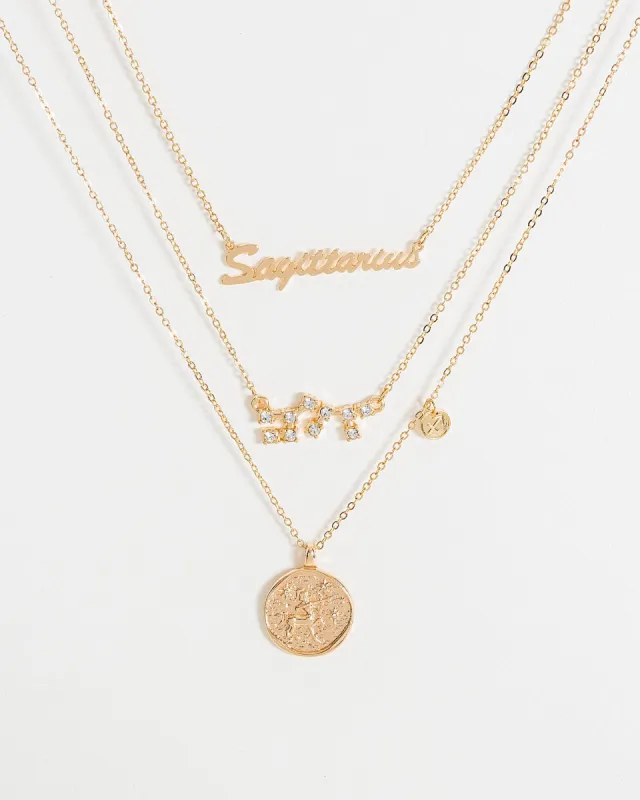 Gold Sagittarius Zodiac Necklace sold by Collete Hayman