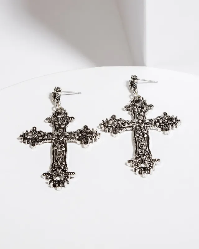 Silver Antique Cross Earrings sold by Collete Hayman
