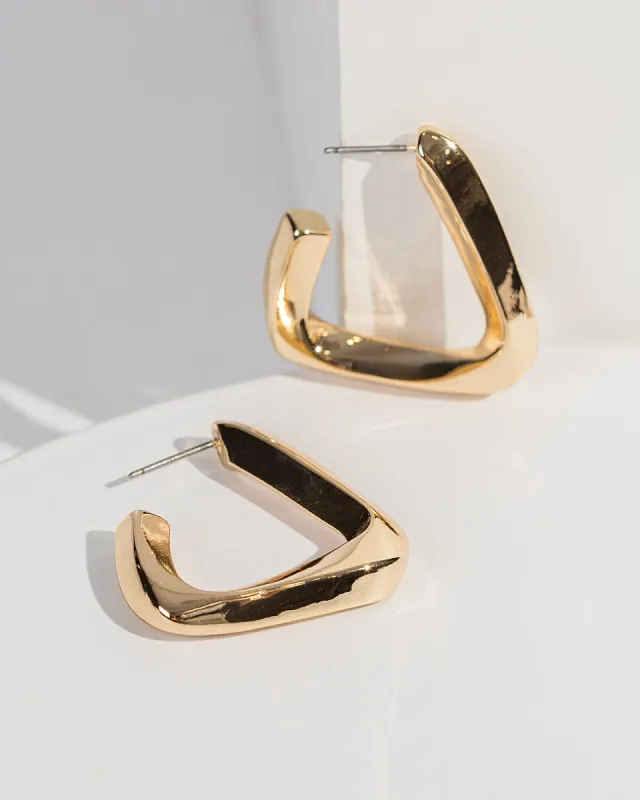 Gold Triangle Huggie Hoop Earrings sold by Collete Hayman