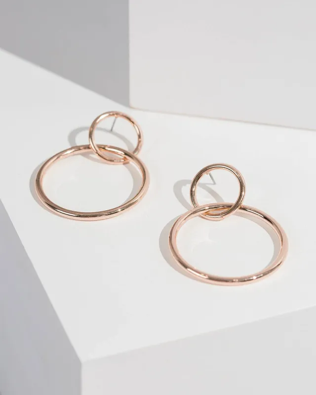 Rose Gold 2 Hoop Fine Drop Earrings sold by Collete Hayman