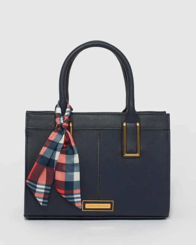 Navy Stef Scarf Mini Bag sold by Collete Hayman