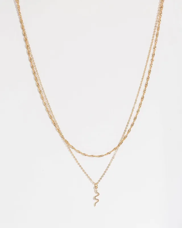 Gold Snake Pendant Necklace Pack sold by Collete Hayman