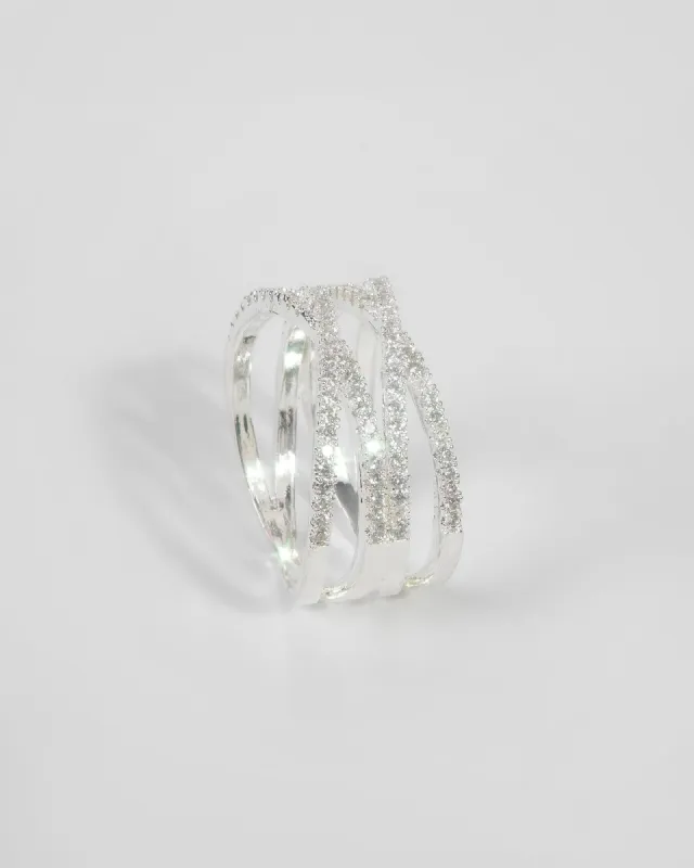 Silver Fine Diamante Cross Ring sold by Collete Hayman