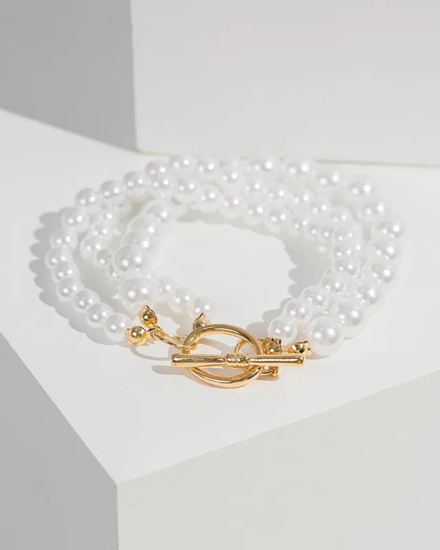 Pearl Triple Detail Toggle Bracelet sold by Collete Hayman
