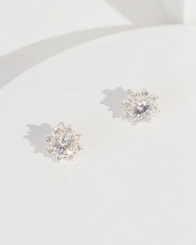 Silver Framed Crystal Stud Earrings sold by Collete Hayman