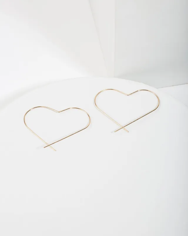 Gold Thin Metal Love Heart Hoop Earrings sold by Collete Hayman
