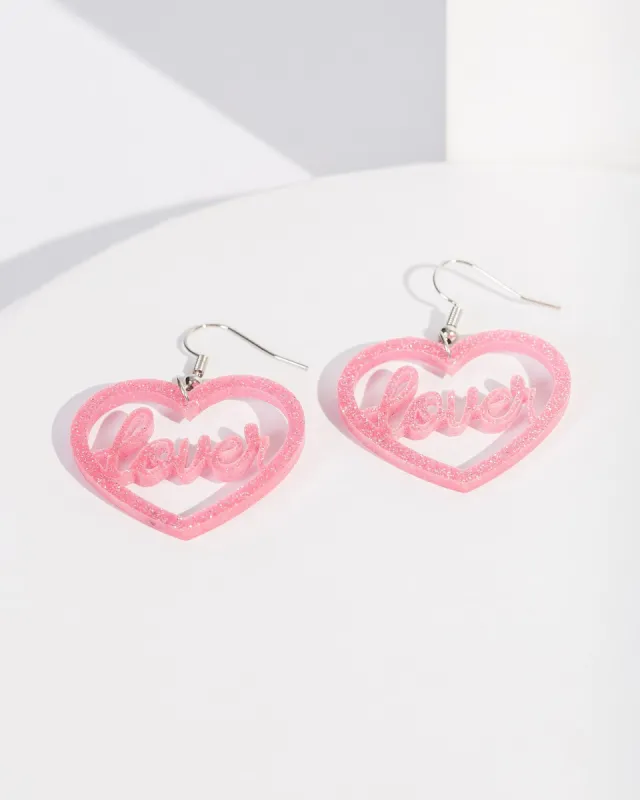 Pink Lover Love Heart Earrings sold by Collete Hayman