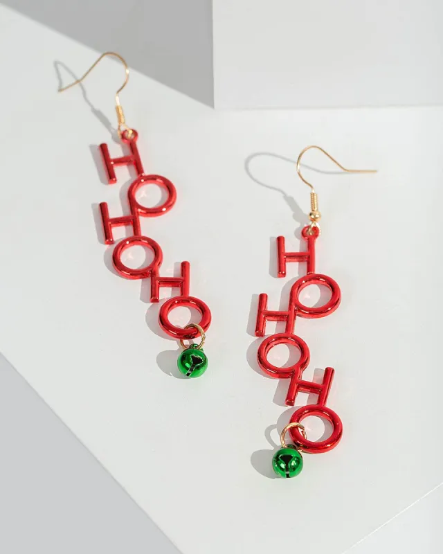 Red Ho Ho Ho Hook Drop Earrings sold by Collete Hayman